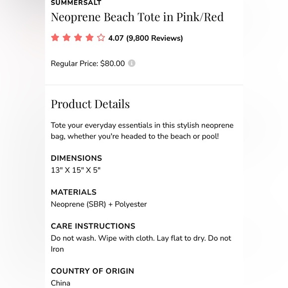 NWT Neoprene Pink/Red Tote - Picture 4 of 4